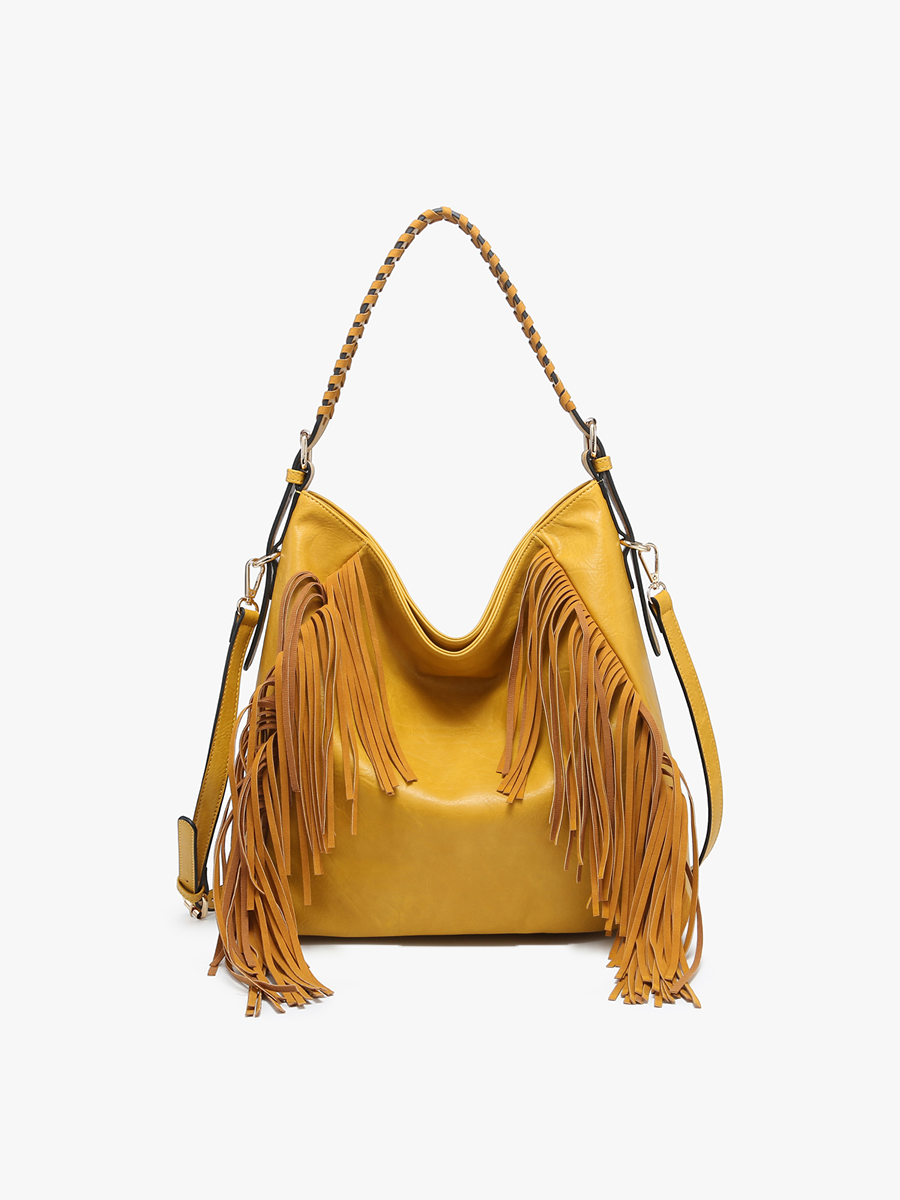 Jen & Co. - Sav Distressed Hobo Bag w/ Fringe Detail | M2350