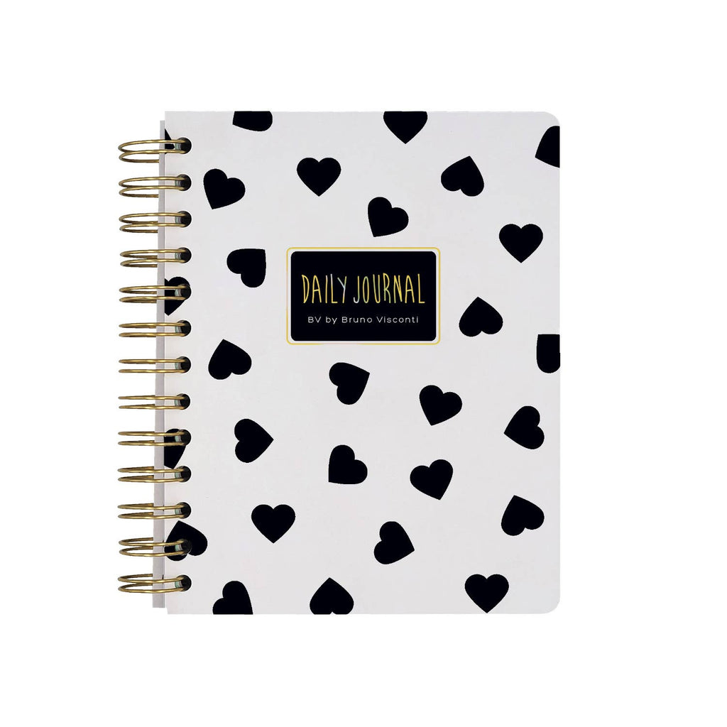 BV by Bruno Visconti - A6 ArtPlanner Spiral Weekly Diary - Black and White Hearts