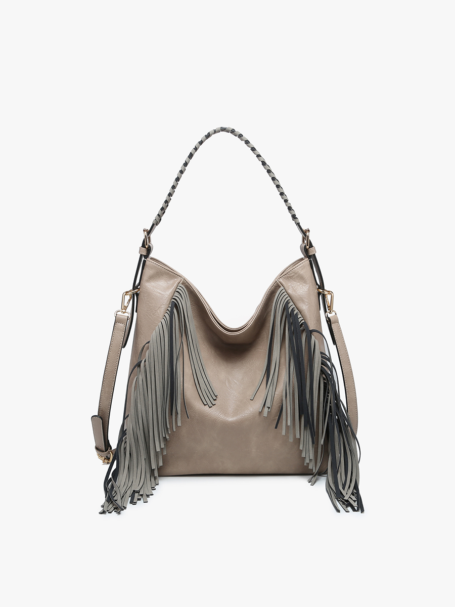 Jen & Co. - Sav Distressed Hobo Bag w/ Fringe Detail | M2350