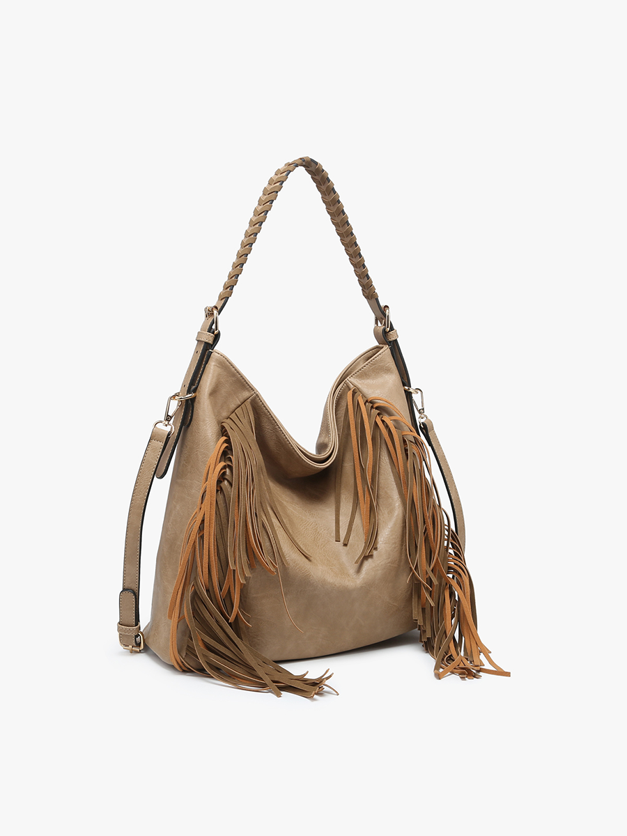 Jen & Co. - Sav Distressed Hobo Bag w/ Fringe Detail | M2350