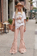 WISTERIA LANE - STRIPED DENIM BELLBOTTOMS - CREAM CORAL W2001PIA