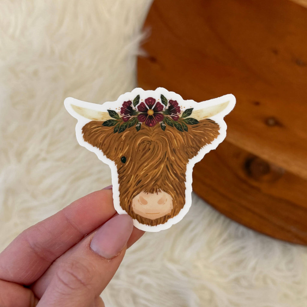 Big Moods - Highland Cow & Flower Crown Sticker