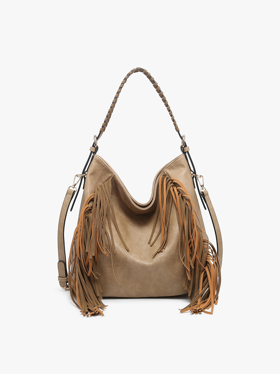 Jen & Co. - Sav Distressed Hobo Bag w/ Fringe Detail | M2350
