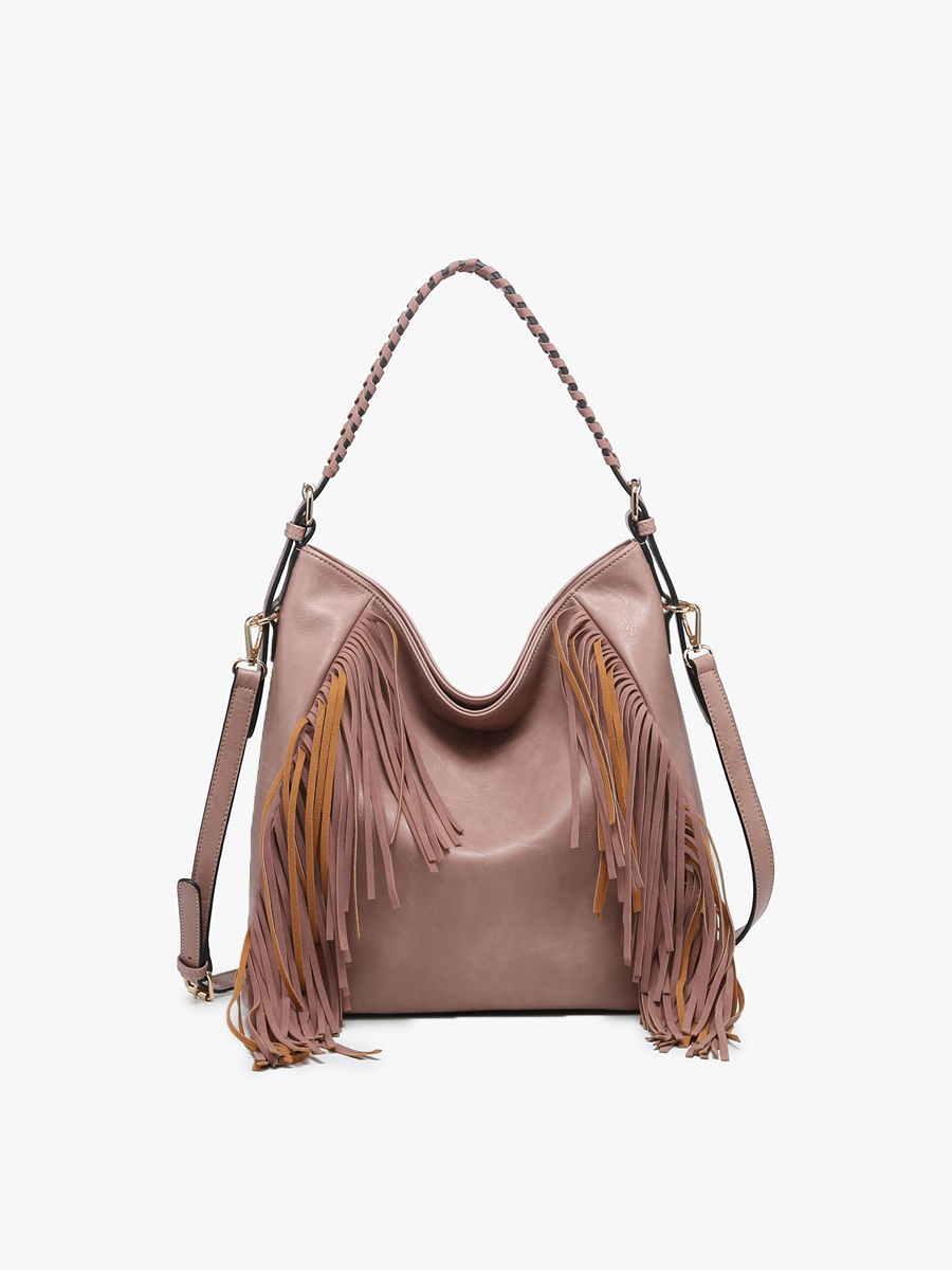 Jen & Co. - Sav Distressed Hobo Bag w/ Fringe Detail | M2350