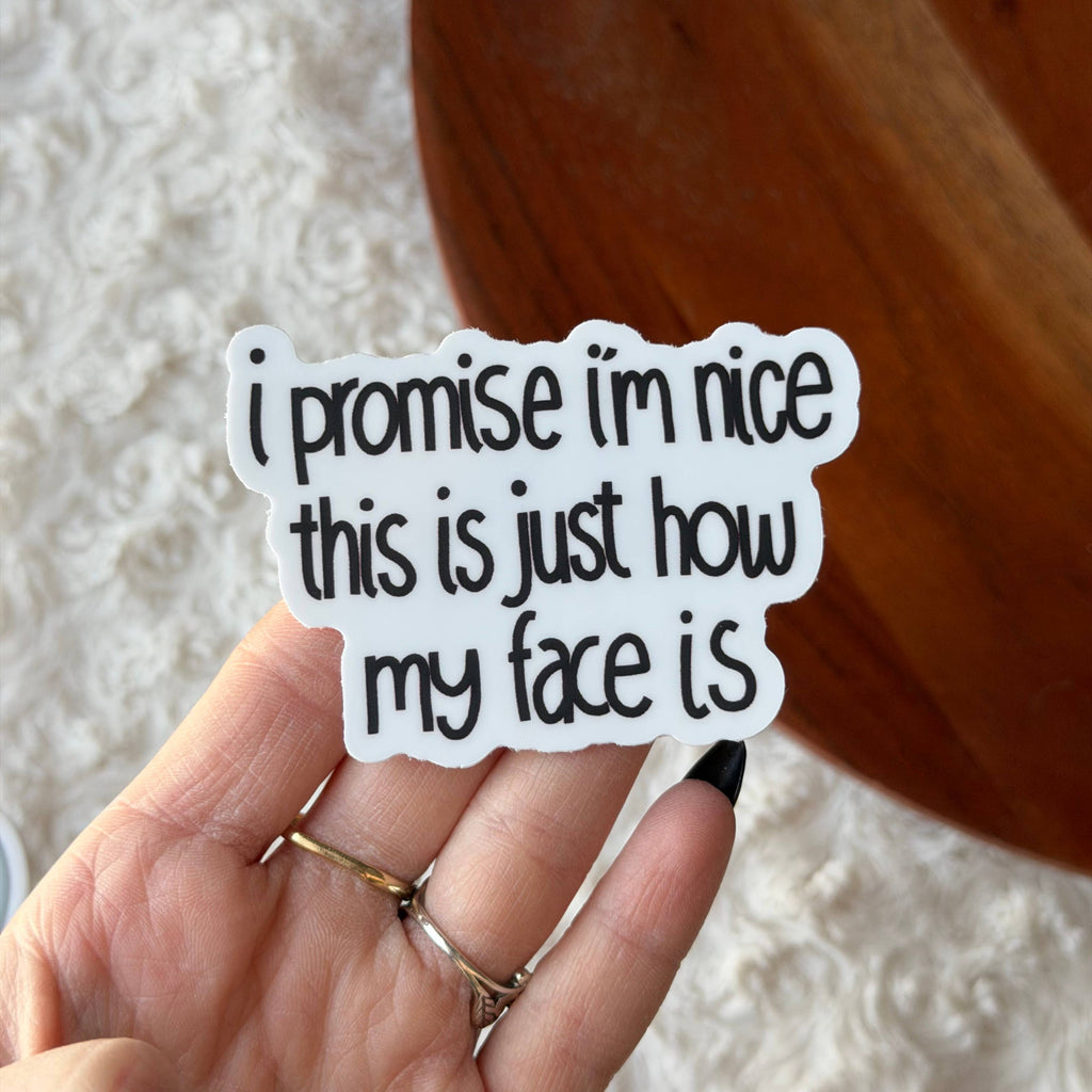 Big Moods - I Promise I'm Nice This Is Just How My Face Is Text Sticker
