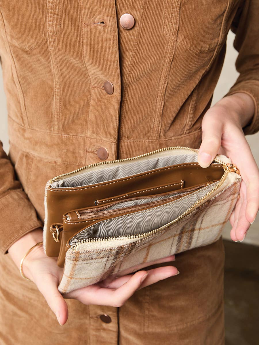 Jen & Co. - Riley Plaid 3 Compartment Crossbody/Wristlet | M013-PLD